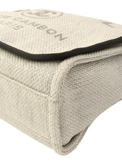 Made around 2015, Raffia Deauville Chain Shoulder Bag Light Gray/Black