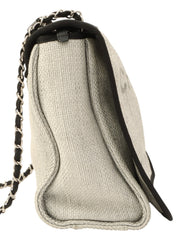 Made around 2015, Raffia Deauville Chain Shoulder Bag Light Gray/Black