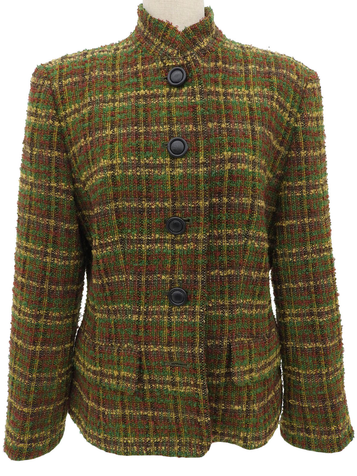 ツイードチェックパターンジャケット グリーン/マルチ