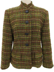 ツイードチェックパターンジャケット グリーン/マルチ