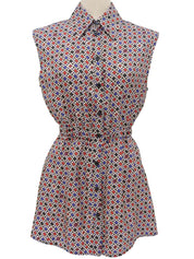 Monogram Pattern Sleeveless Shirt, Multi