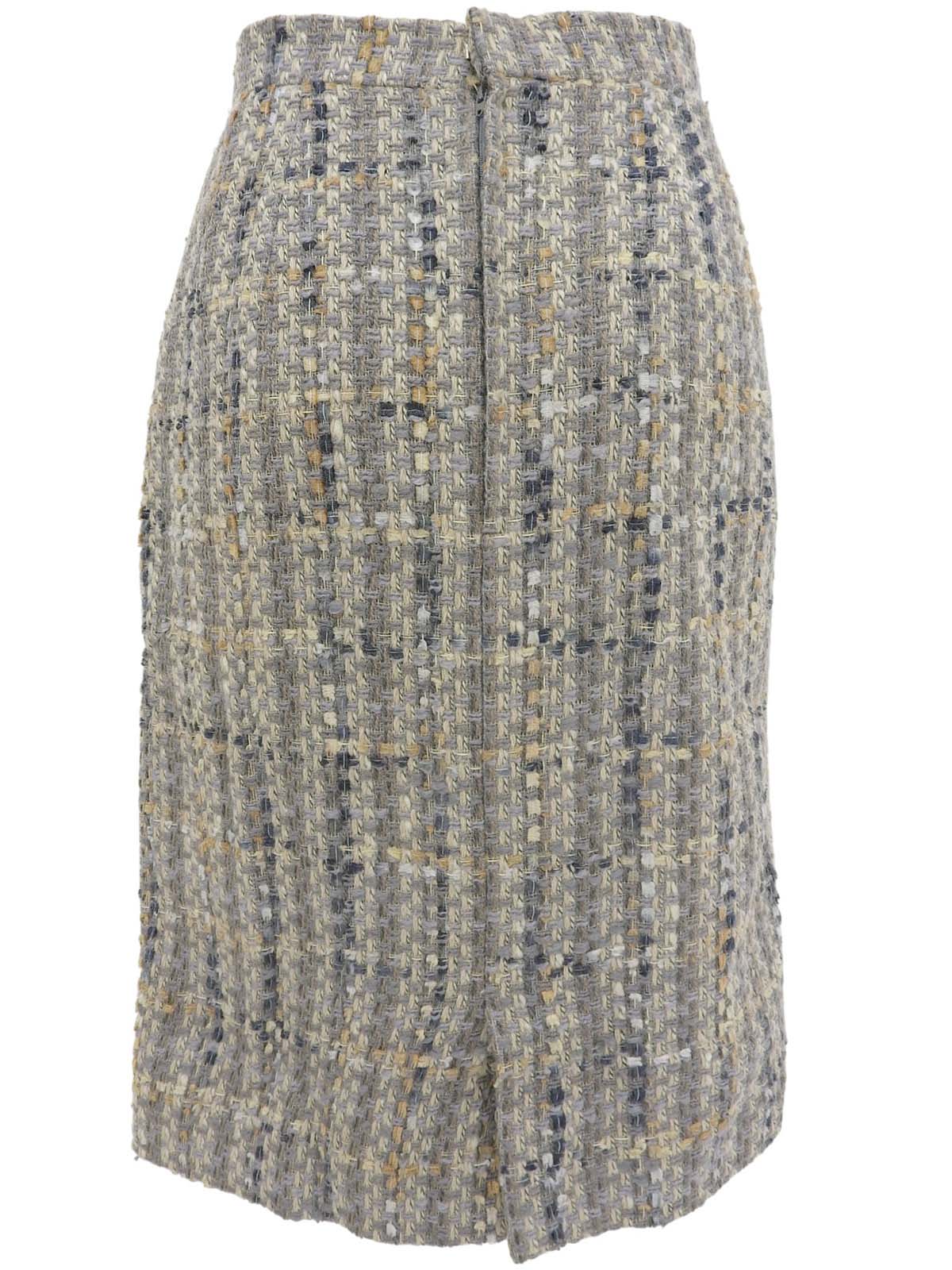 灰色/多色斜纹软呢无领套装