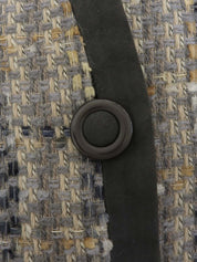 灰色/多色斜纹软呢无领套装