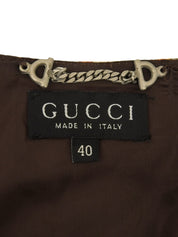 Logo Button Suede Leather Combination Vest Brown/Other