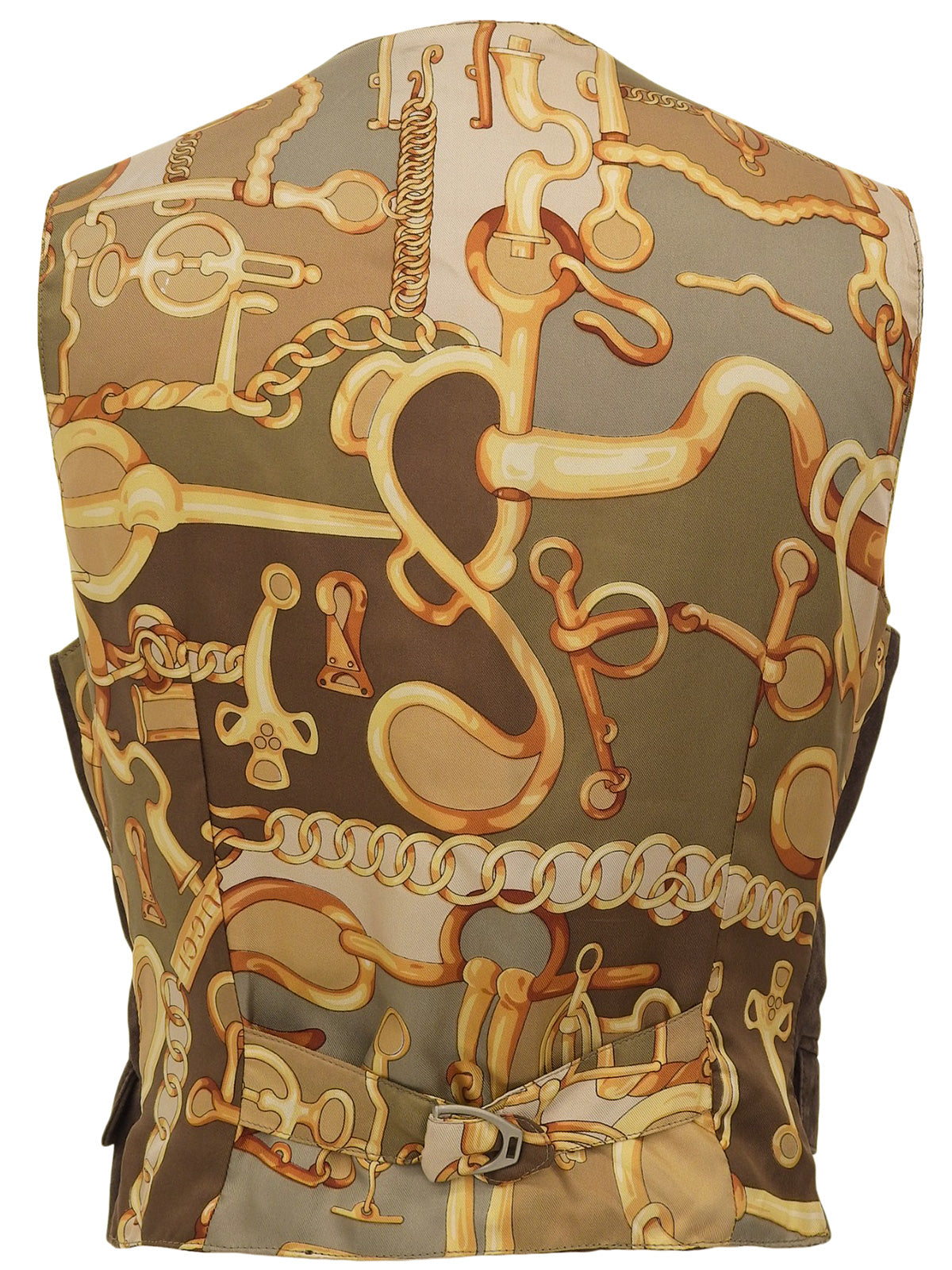 Logo Button Suede Leather Combination Vest Brown/Other