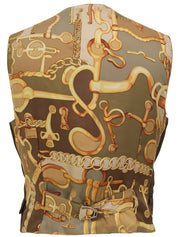 Logo Button Suede Leather Combination Vest Brown/Other