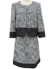 Tweed quilted combination set in grey/black