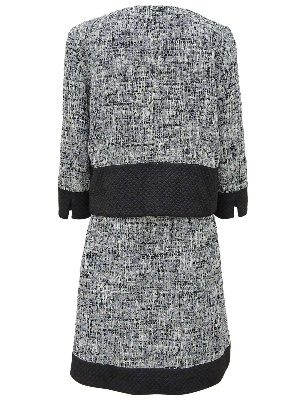 Tweed quilted combination set in grey/black