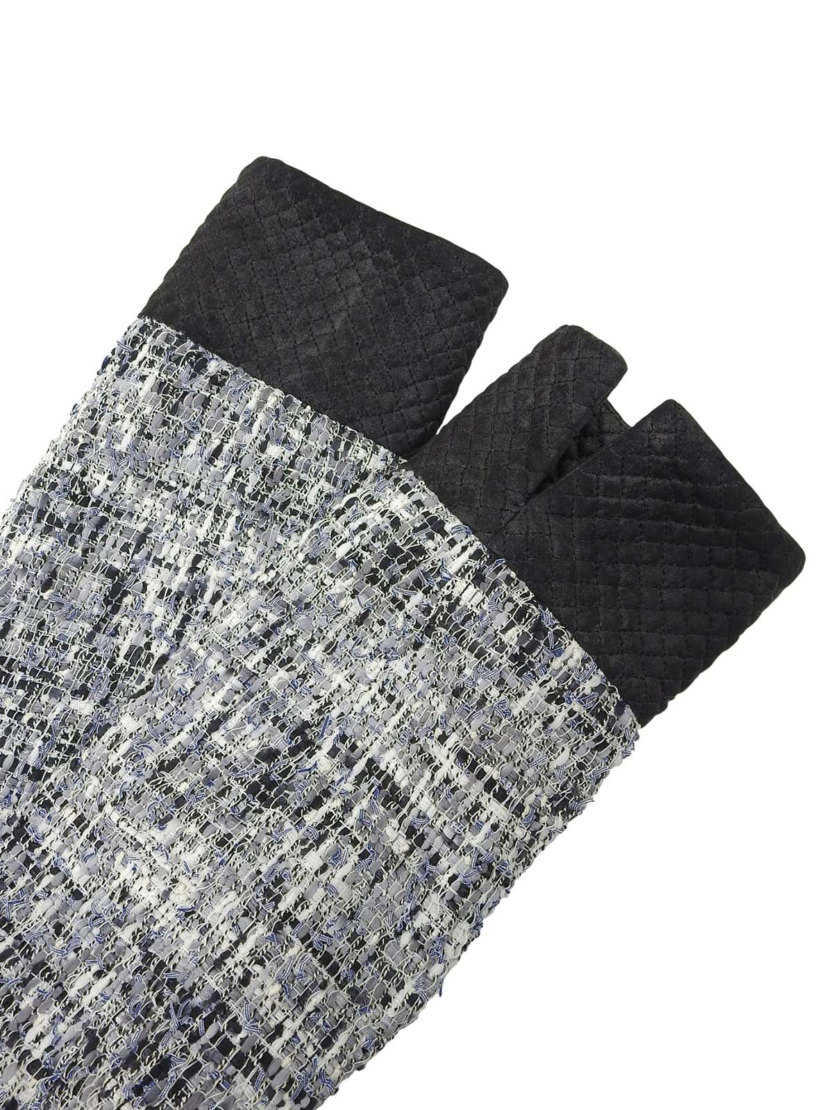 Tweed quilted combination set in grey/black