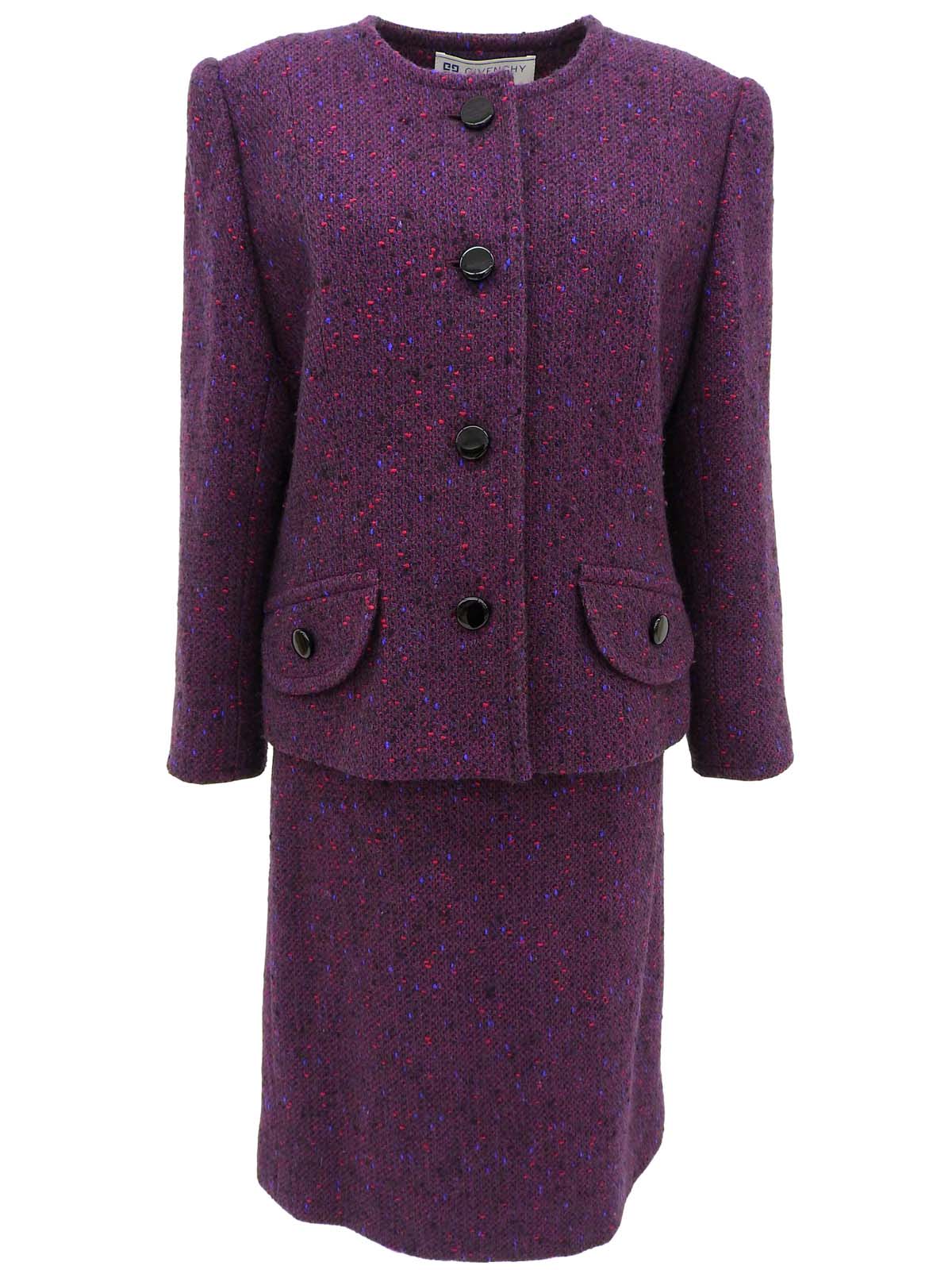 ツイードノーカラーセットアップ パープル/マルチ