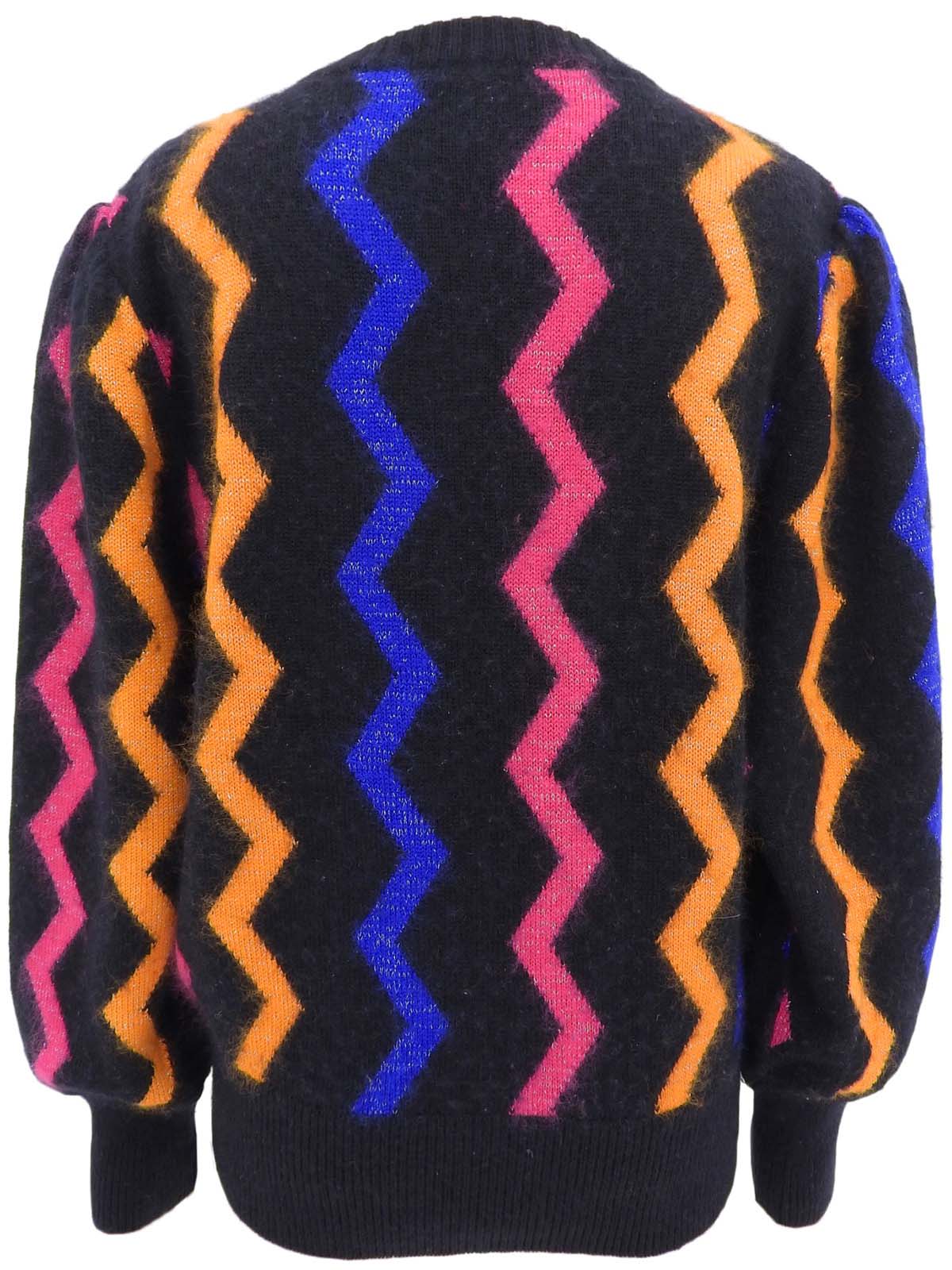 ジグザグロゴボタンカーディガン ブラック/マルチ