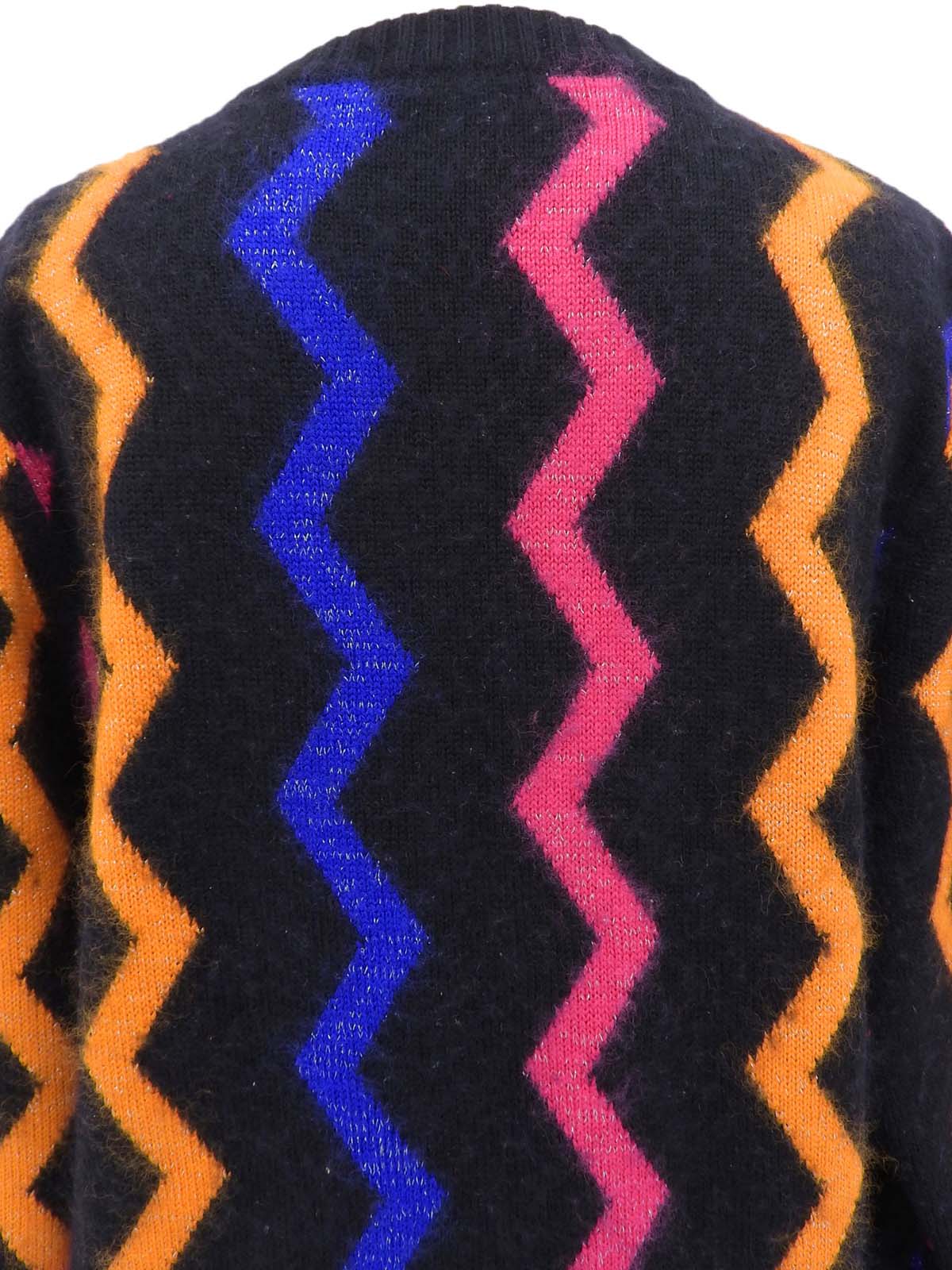 黑色/多色锯齿形Logo纽扣开衫