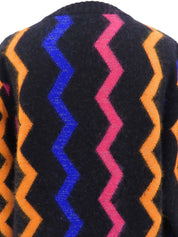 黑色/多色锯齿形Logo纽扣开衫