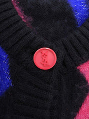 ジグザグロゴボタンカーディガン ブラック/マルチ