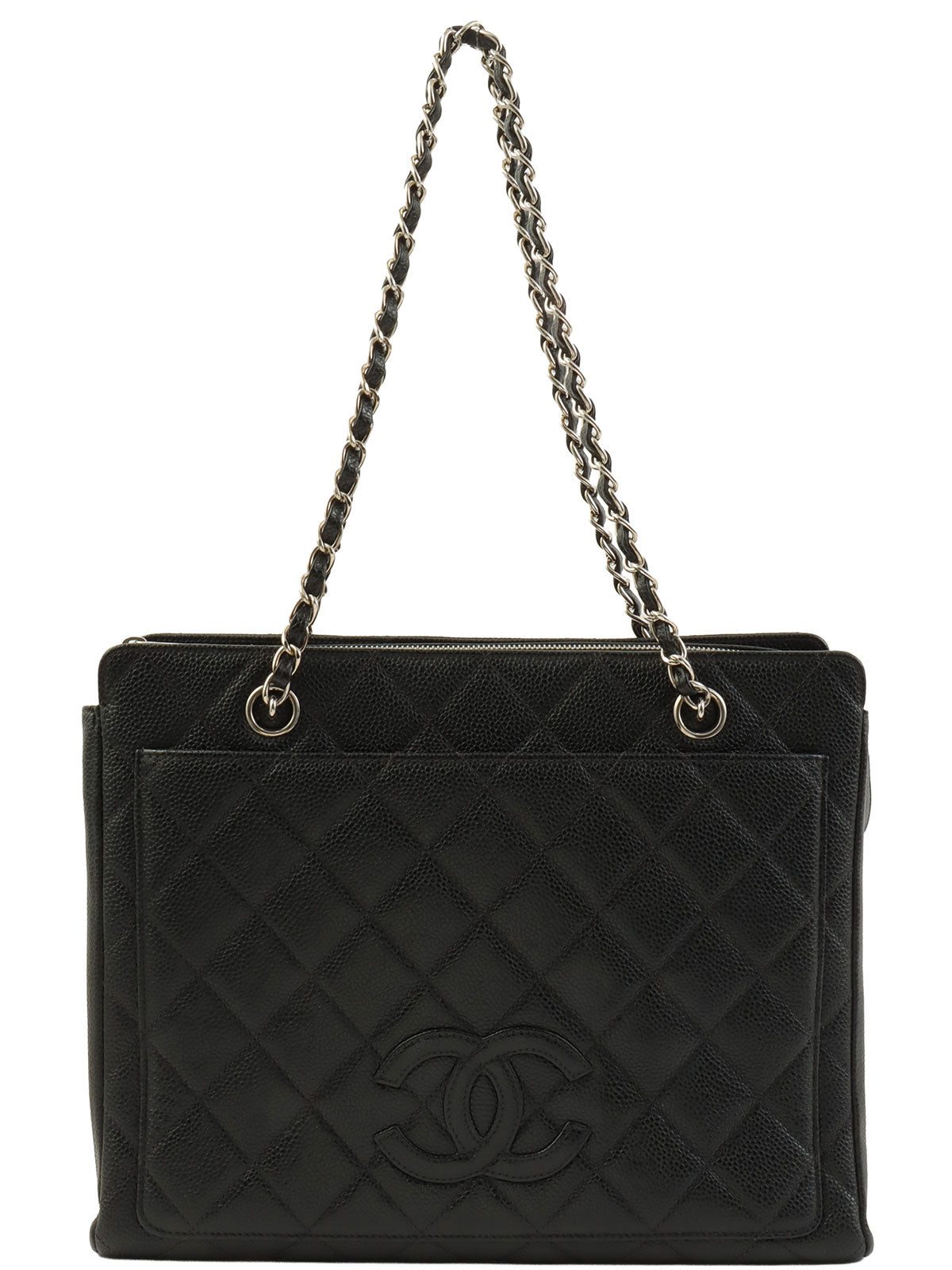 2000年頃製 キャビアスキンCCマークステッチトートバッグ ブラック