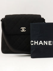 Circa 1998 Cotton CC Turnlock Shoulder Bag Black