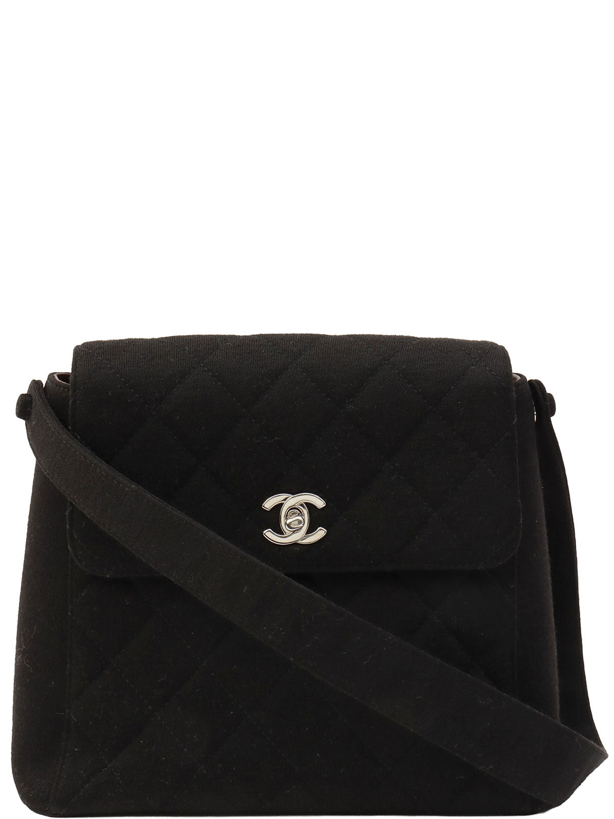 Circa 1998 Cotton CC Turnlock Shoulder Bag Black