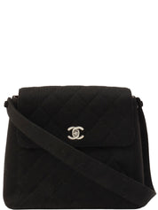 Circa 1998 Cotton CC Turnlock Shoulder Bag Black