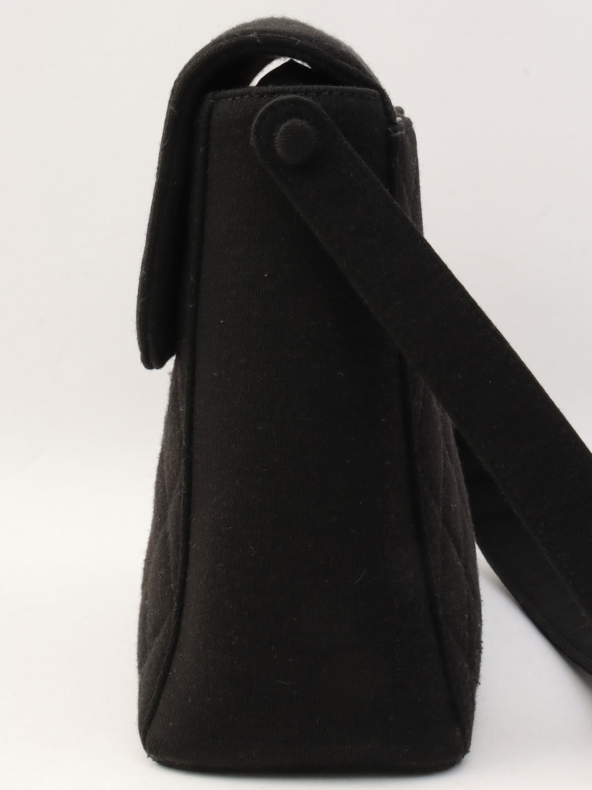 Circa 1998 Cotton CC Turnlock Shoulder Bag Black