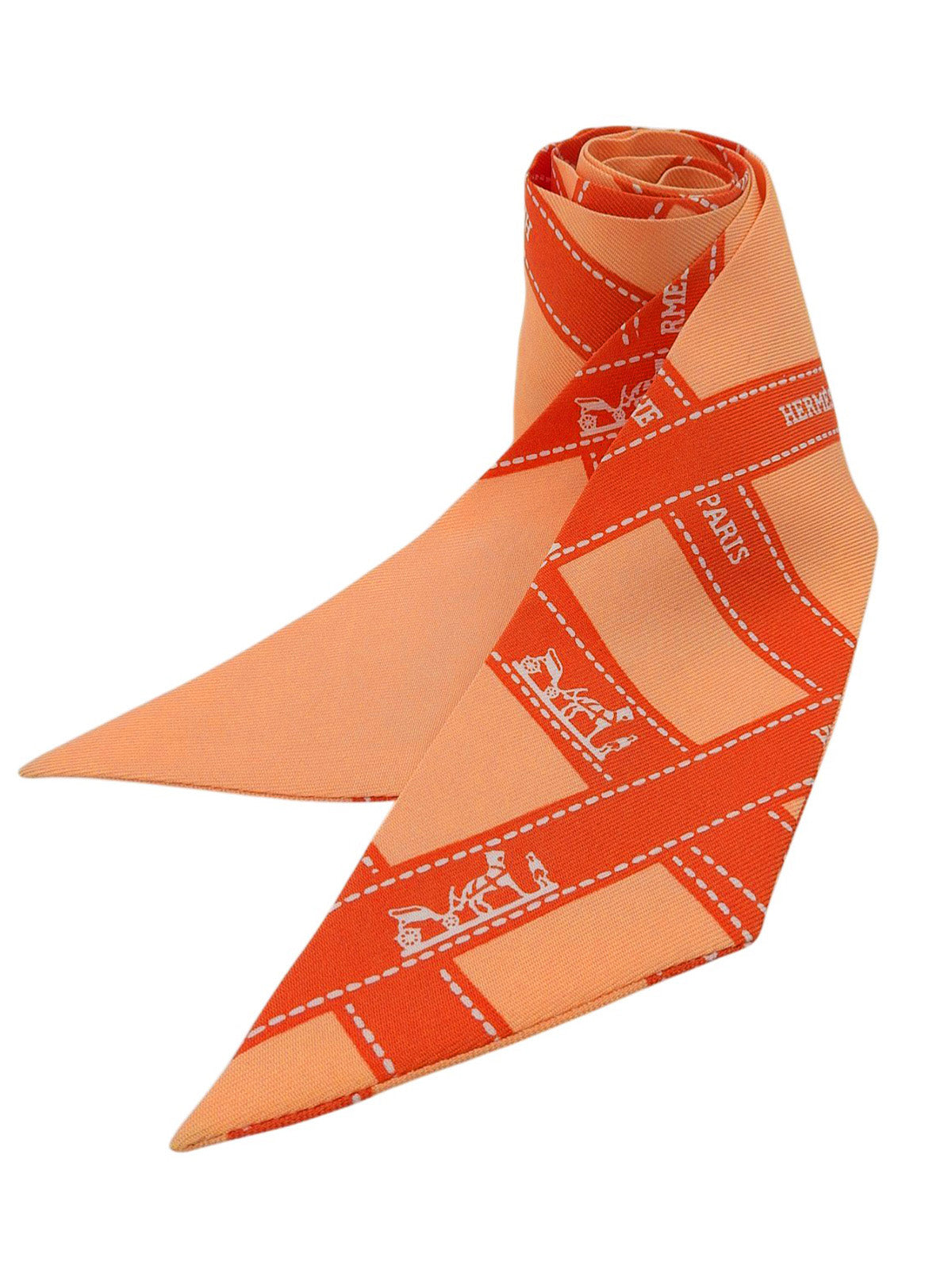 Bolduc Ribbon Pattern Twilly Orange