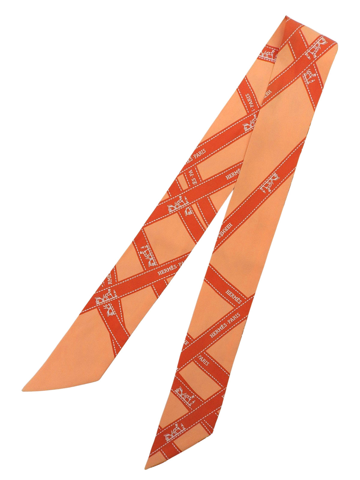Bolduc Ribbon Pattern Twilly Orange
