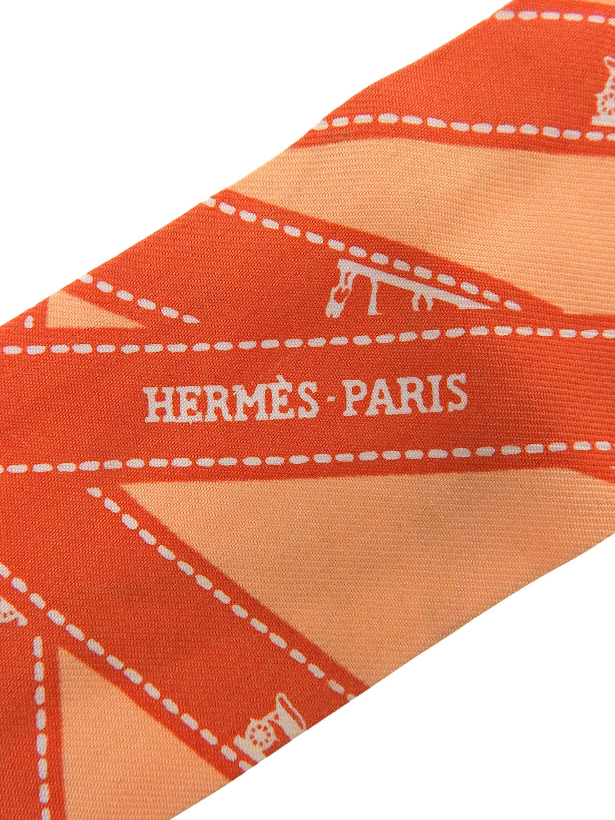 Bolduc Ribbon Pattern Twilly Orange