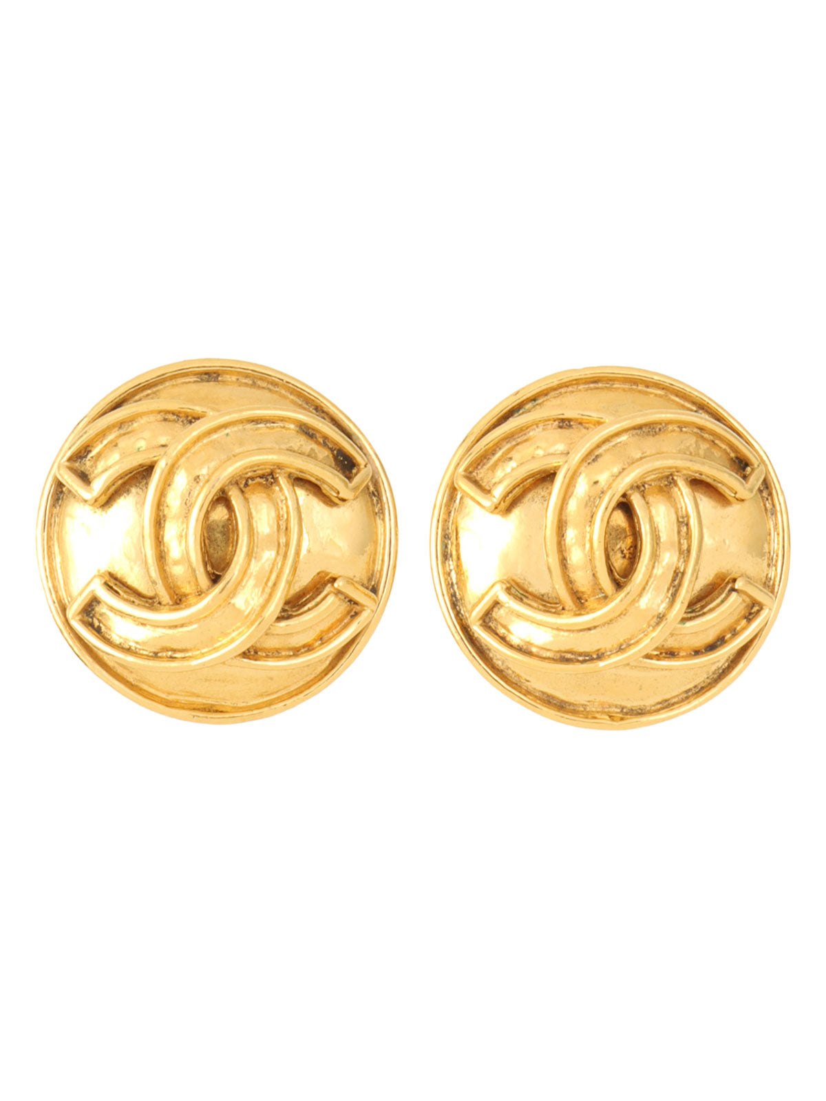 1994 Round CC Mark Earrings Gold