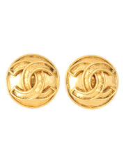 1994 Round CC Mark Earrings Gold