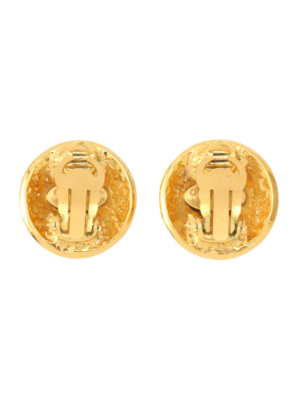 1994 Round CC Mark Earrings Gold