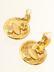 1994 Round CC Mark Earrings Gold