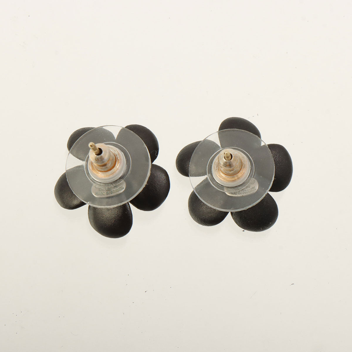 2002 Rhinestone Flower Motif CC Mark Earrings, Black