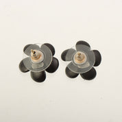 2002 Rhinestone Flower Motif CC Mark Earrings, Black