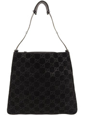 スエードGGパターンショルダーバッグ ブラック