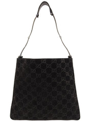 スエードGGパターンショルダーバッグ ブラック