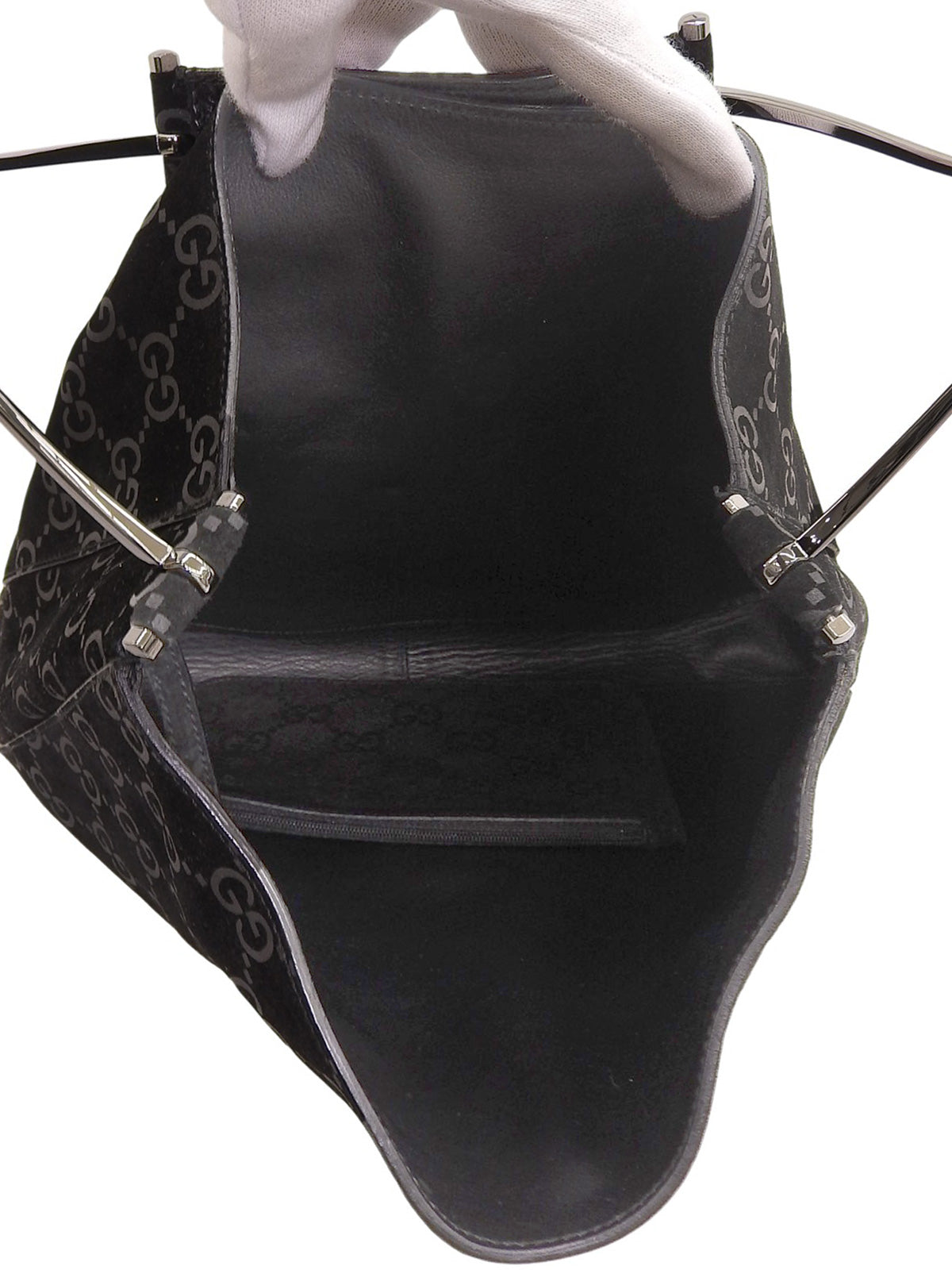 スエードGGパターンショルダーバッグ ブラック