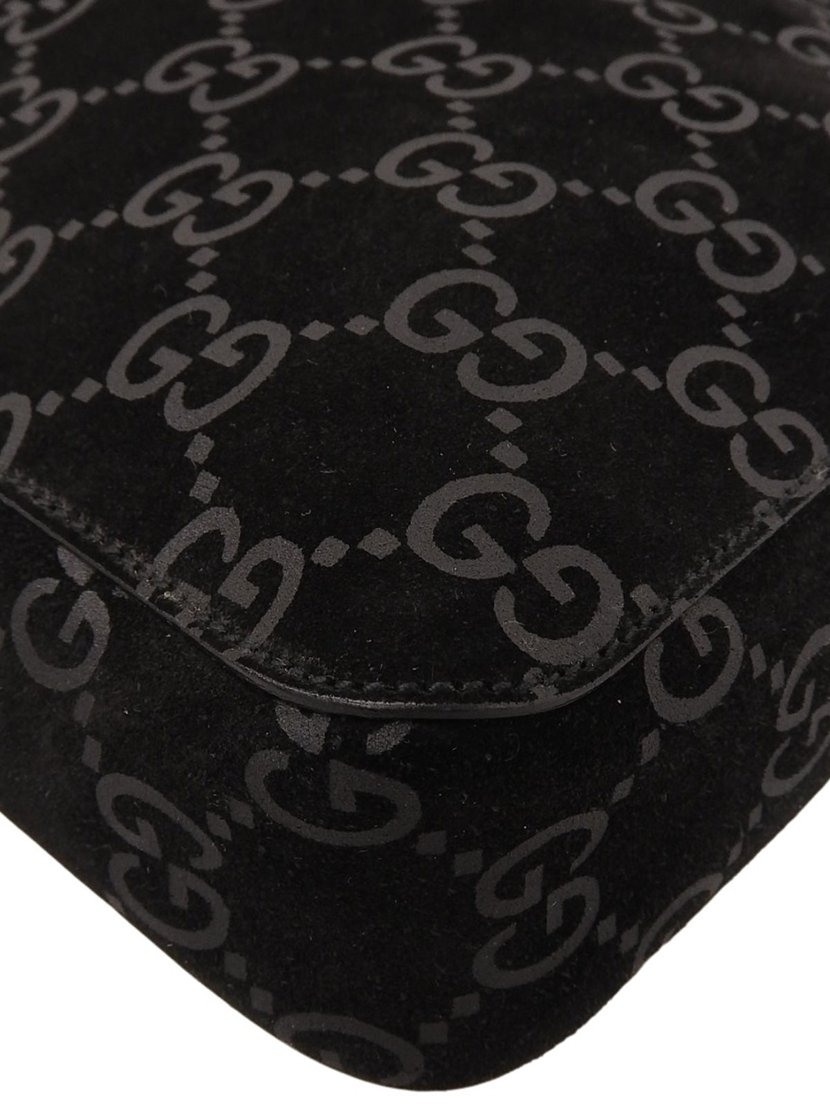 スエードGGパターンショルダーバッグ ブラック