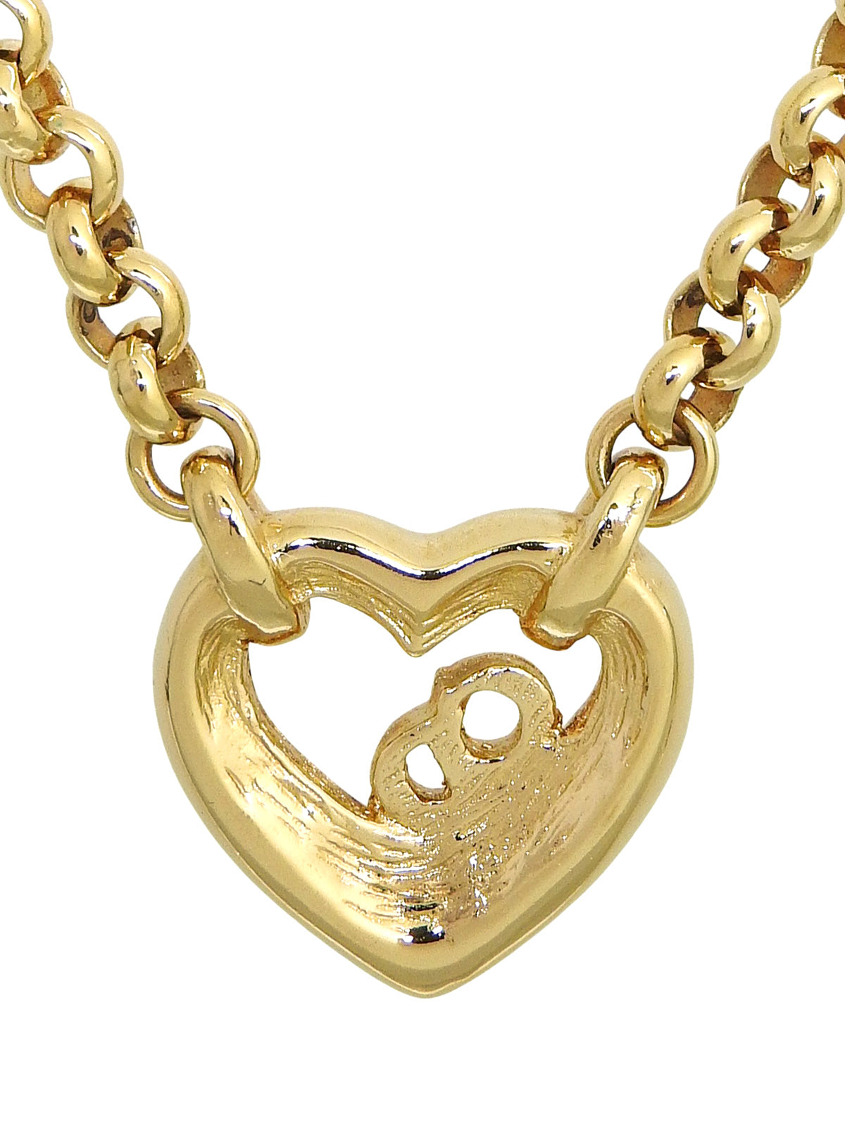 ラインストーンハートモチーフロゴネックレス ゴールド