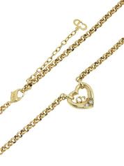 ラインストーンハートモチーフロゴネックレス ゴールド