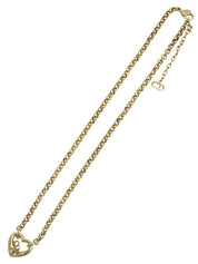 ラインストーンハートモチーフロゴネックレス ゴールド