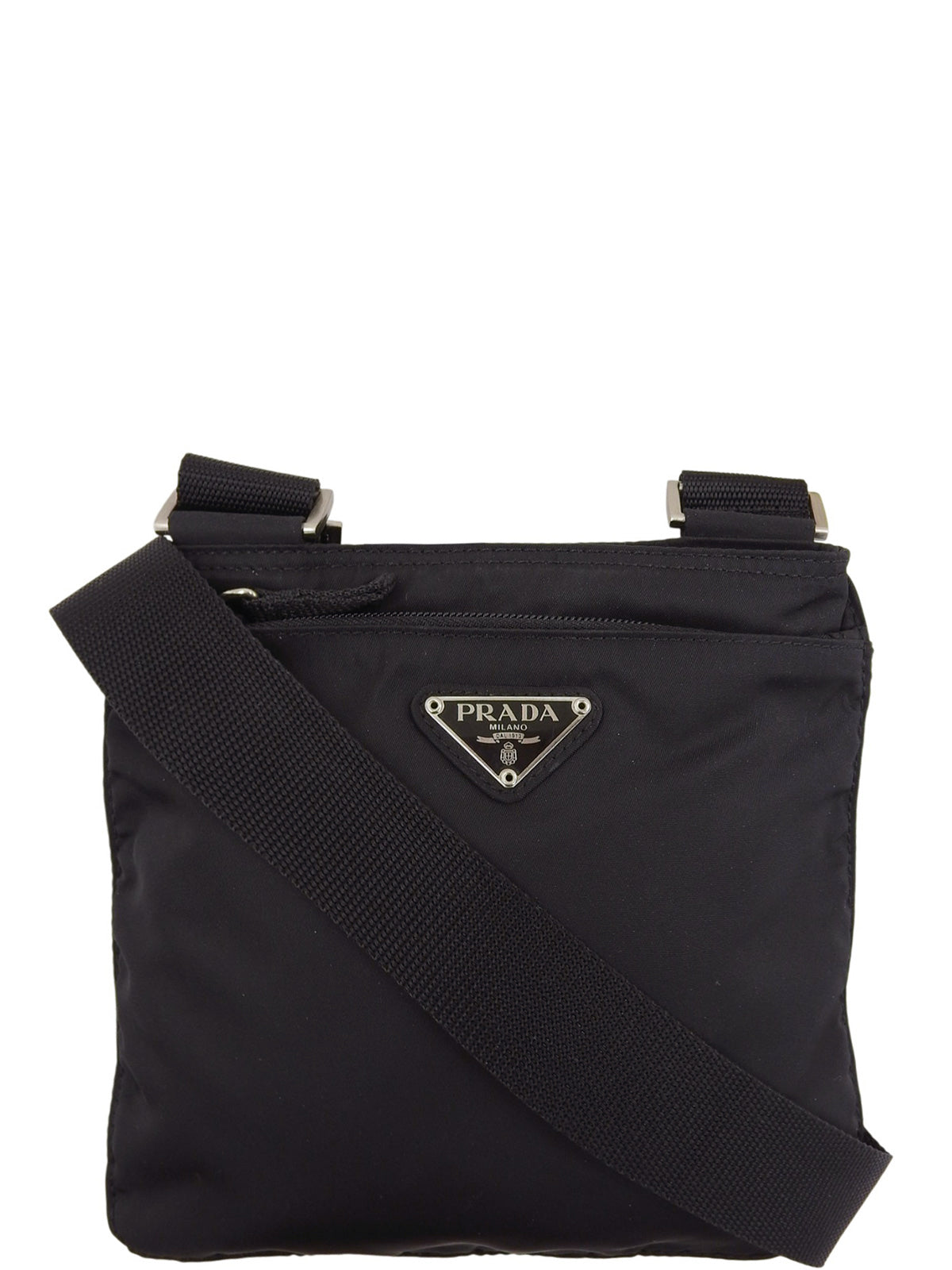 ナイロンロゴプレートショルダーバッグ ブラック