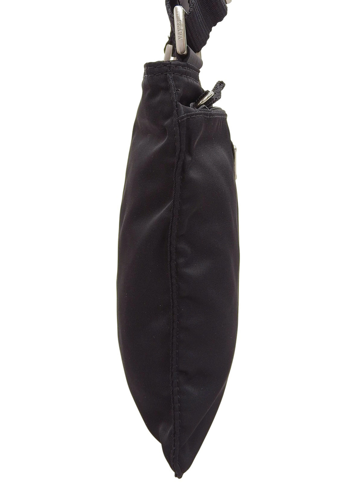 Nylon logo plate shoulder bag in black