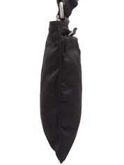 Nylon logo plate shoulder bag in black