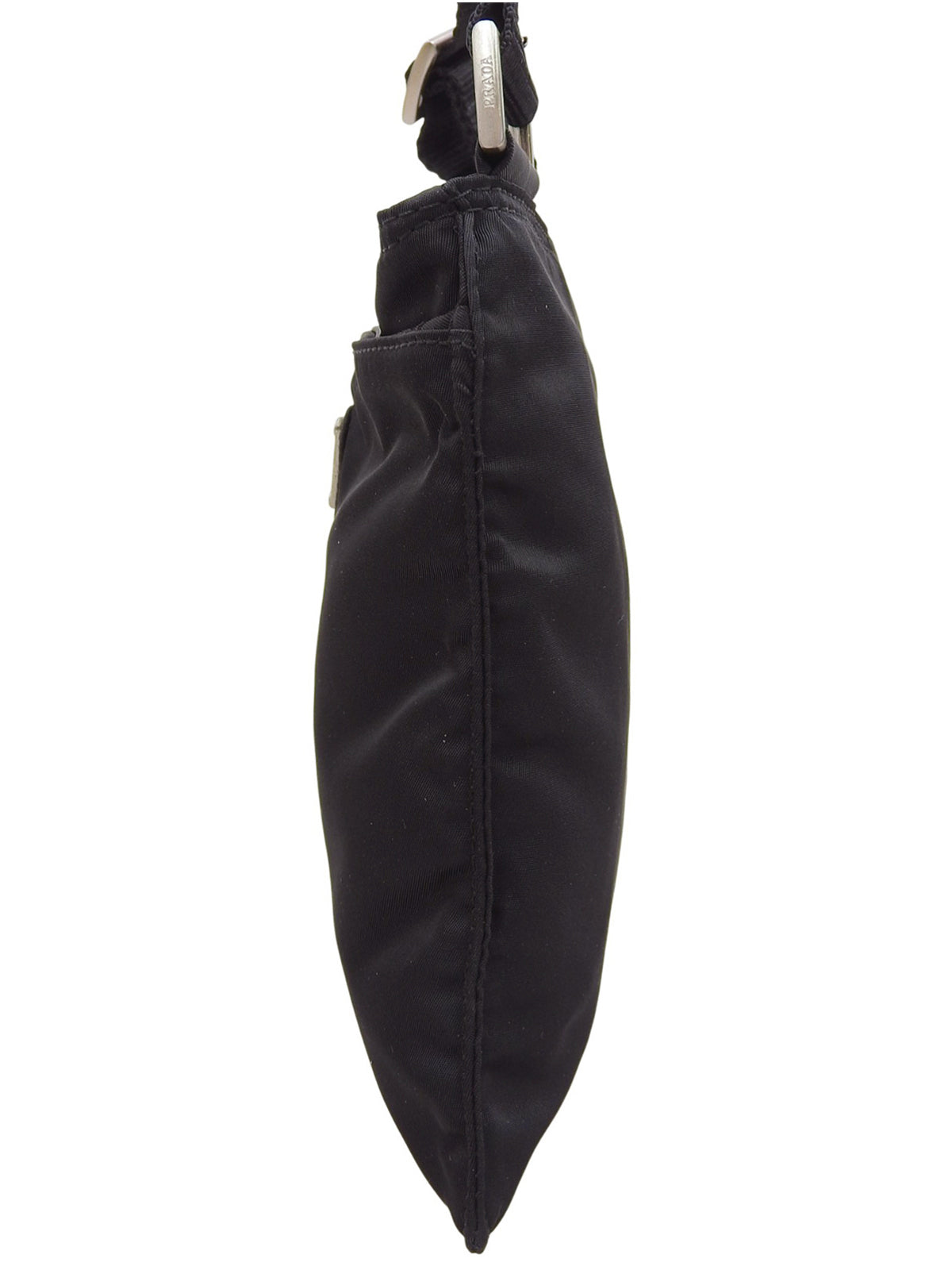 Nylon logo plate shoulder bag in black