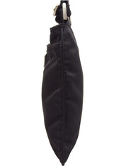 Nylon logo plate shoulder bag in black