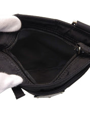 Nylon logo plate shoulder bag in black