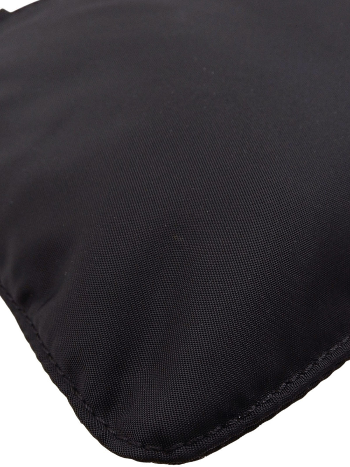 Nylon logo plate shoulder bag in black