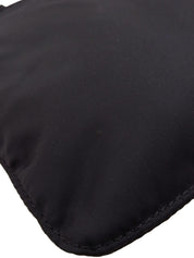 Nylon logo plate shoulder bag in black