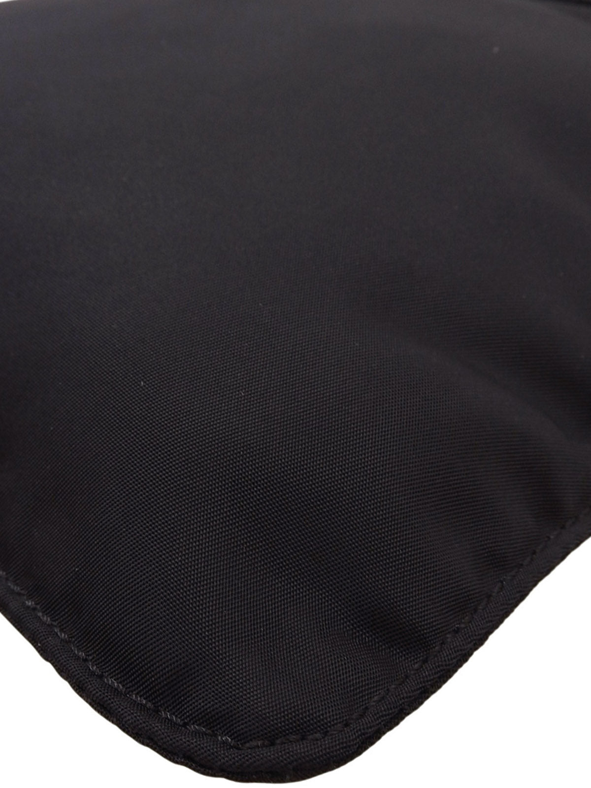 Nylon logo plate shoulder bag in black