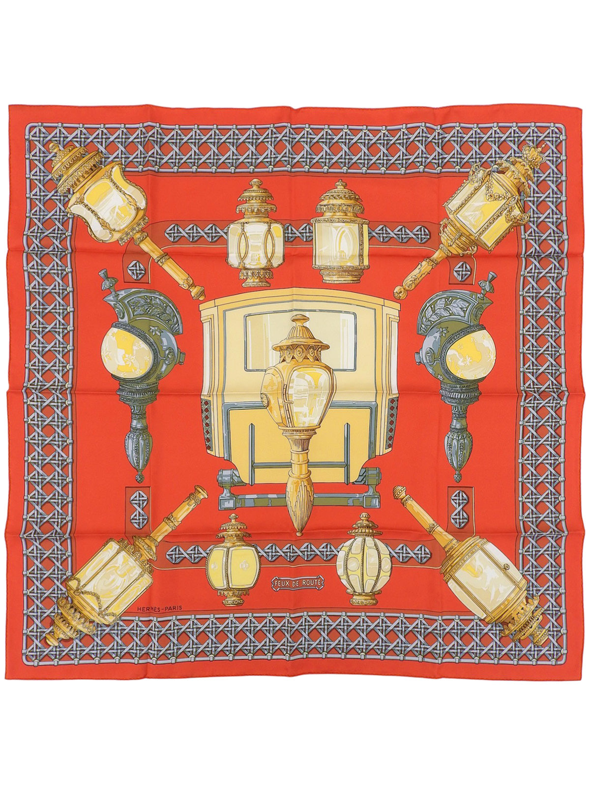 Carré 90 FEUX DE ROUTE Pattern Scarf Red