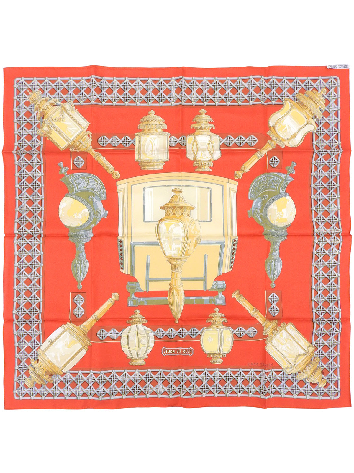 Carré 90 FEUX DE ROUTE Pattern Scarf Red
